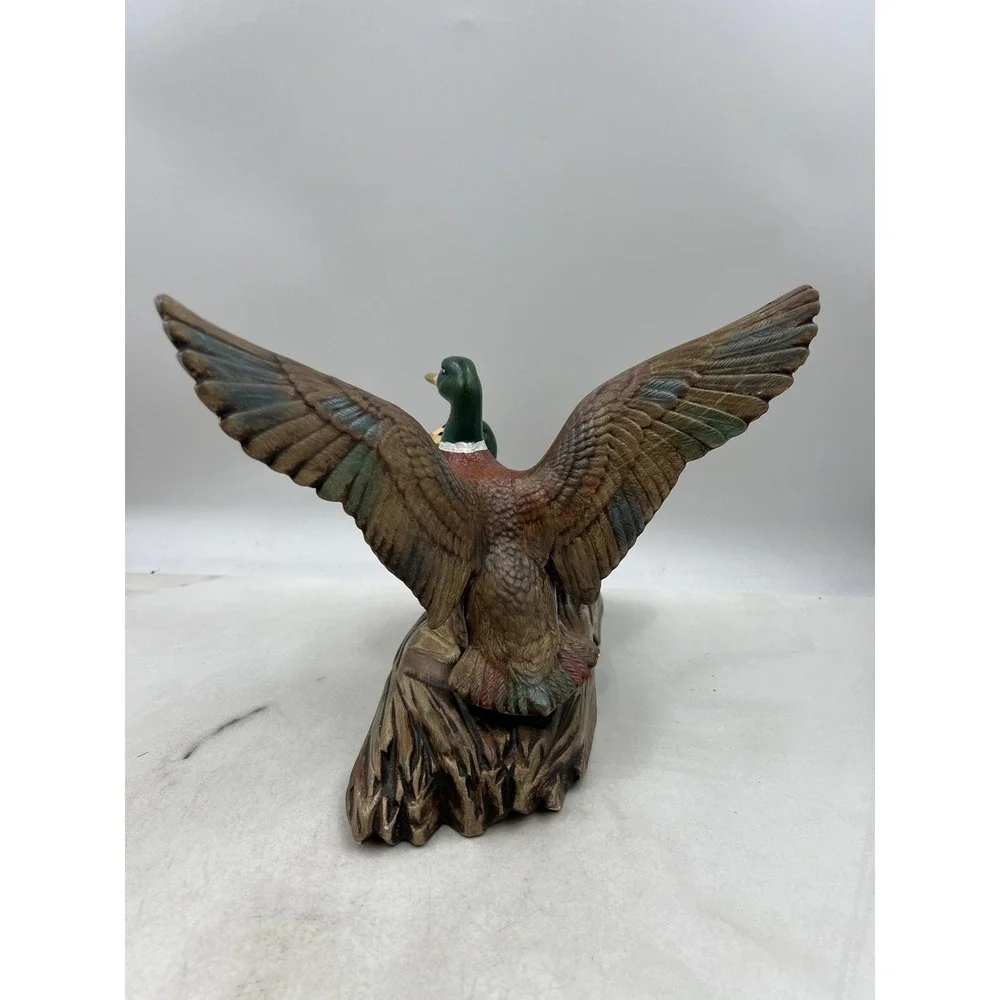 Vintage 1983 Mallard Duck Figurine Pair Hand Painted Ceramic Shupe Signed 13